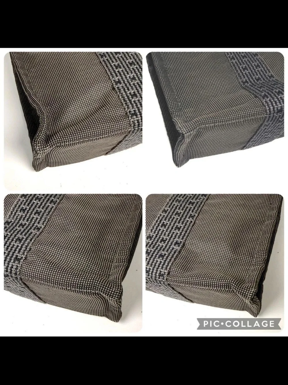 Hermes Dark Gray Canvas Messenger Tote with Webbed Straps